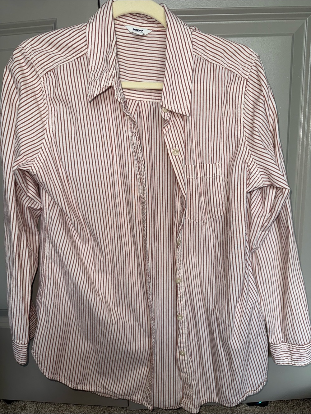 Sonoma red and white striped shirt 100% cotton